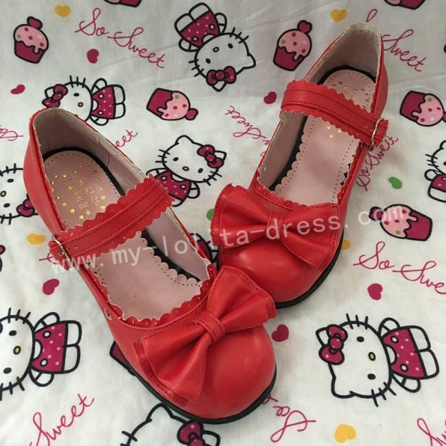Black Bow Hearts Lolita Shoes