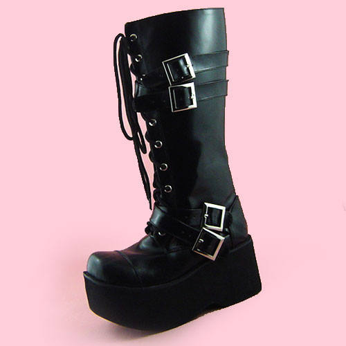 Black Buckles Lolita Boots