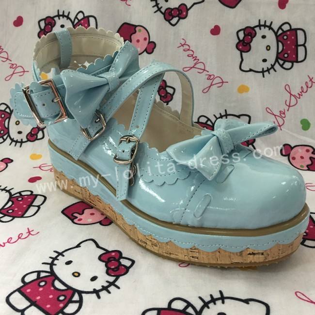 Shiny Purple Bows Lolita Shoes