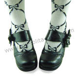 Black Wide Straps Bow Lolita Footwear