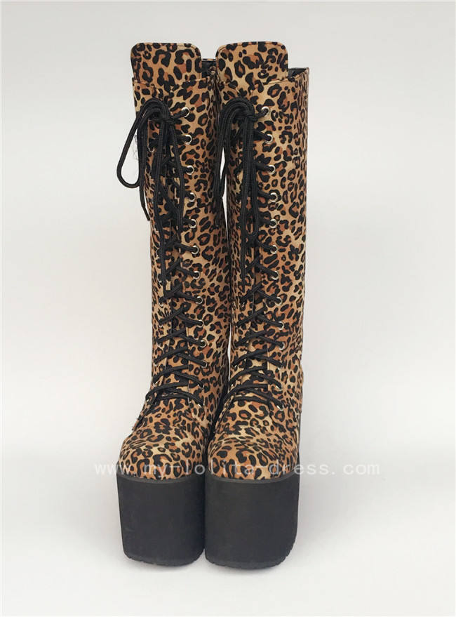 Beautiful White Matte Lace-up Knee Lolita High Boots