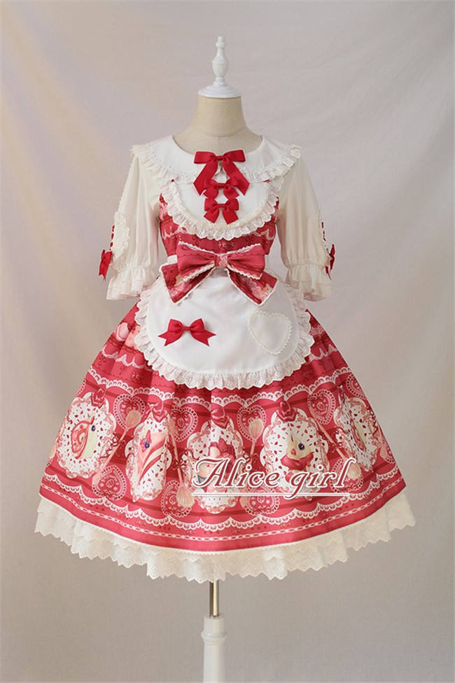 Dessert Chef~ Sweet Lolita JSK With Detachable Apron -Ready Made Light Blue Size S - In Stock