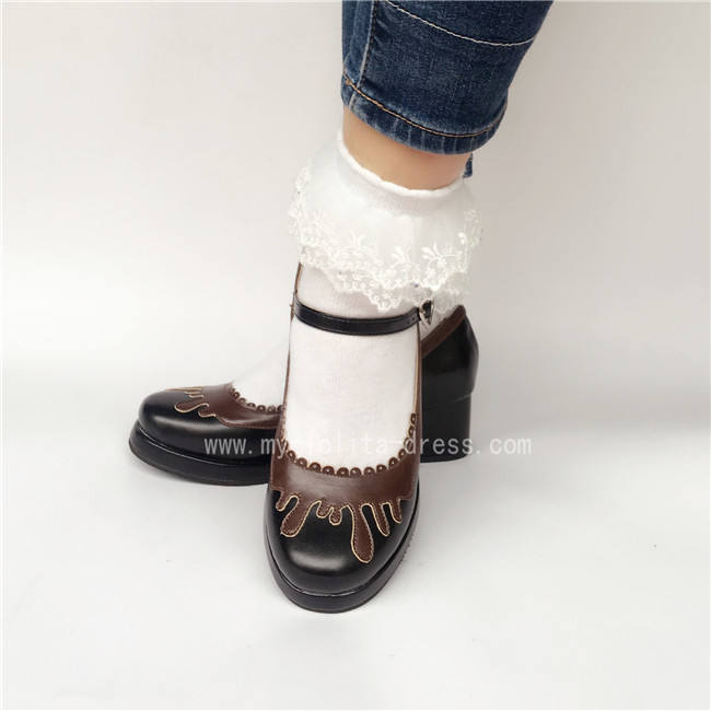 Sweet Black With Coffee Lolita Heels Shoes