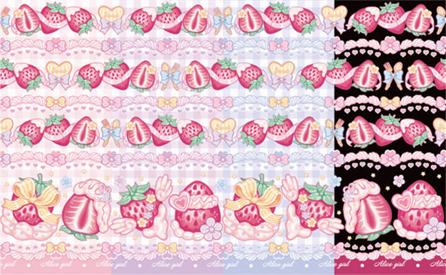 Alice Girl ~Strawberry With Cream~ Sweet Lolita Salopette + Badage -Pre-order