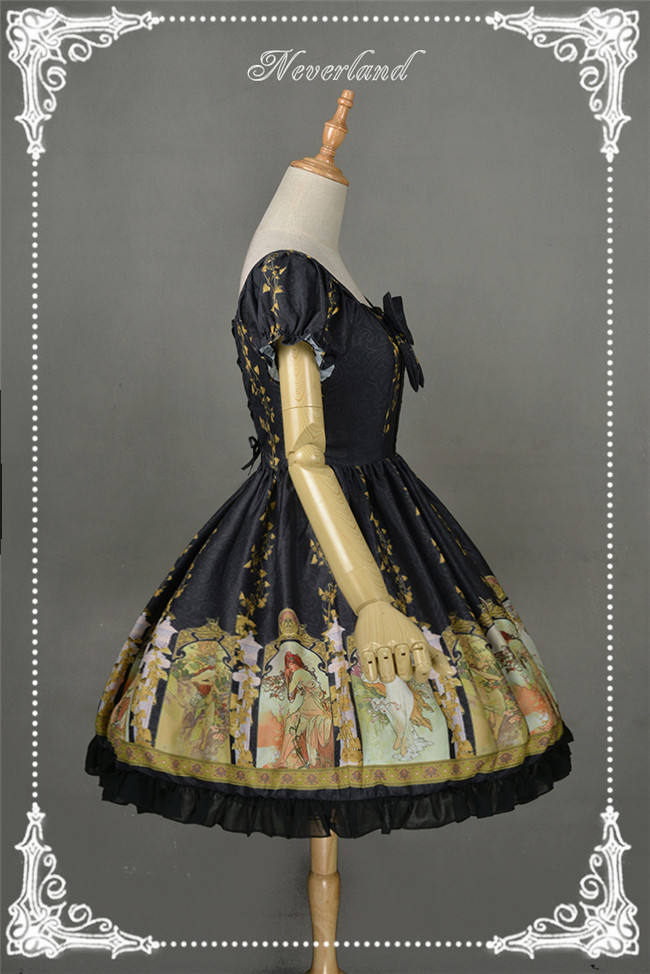Neverland Lolita -Mucha Four Seasons- Printed Lolita OP Dress