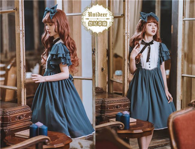 Memory of Floria~ Vintage Lolita OP Short/Long Version-Ready Made