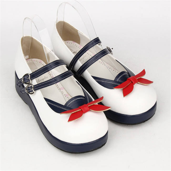 Angelic Imprint- Sweet Sailor Style Double Belts Bow Lolita Shoes