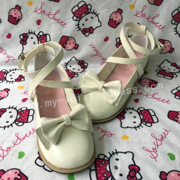 Girl's Sweet White Lolita Low Heels Shoes