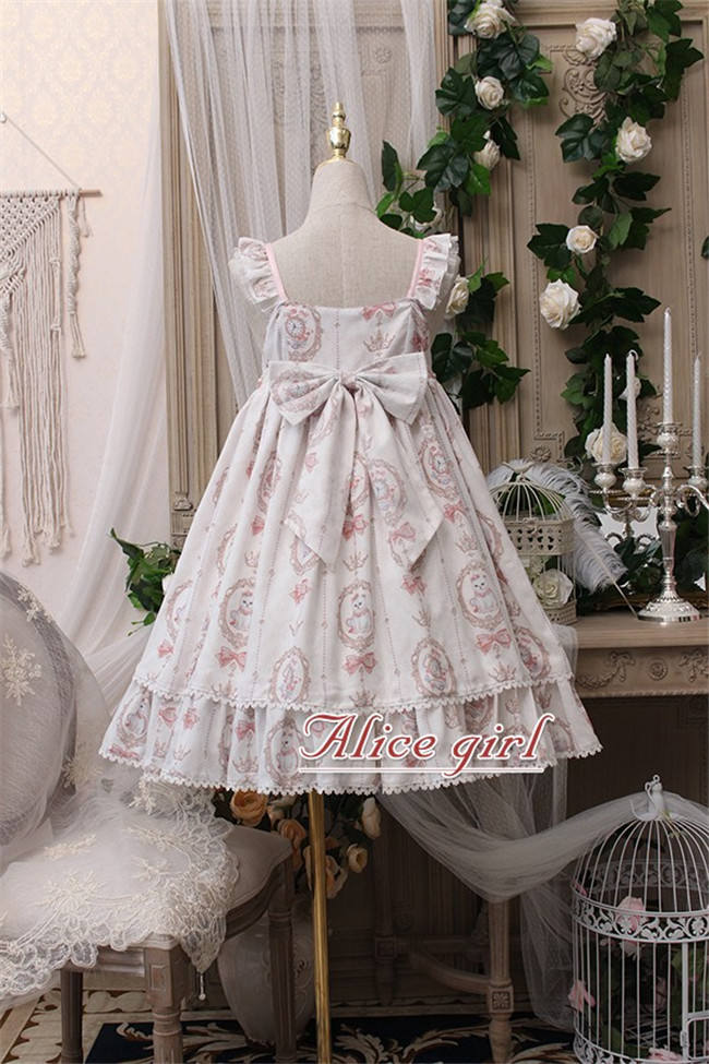 The Kittens In The Frame~ Sweet Lolita Printed JSK High Waist Pink Size S - In Stock