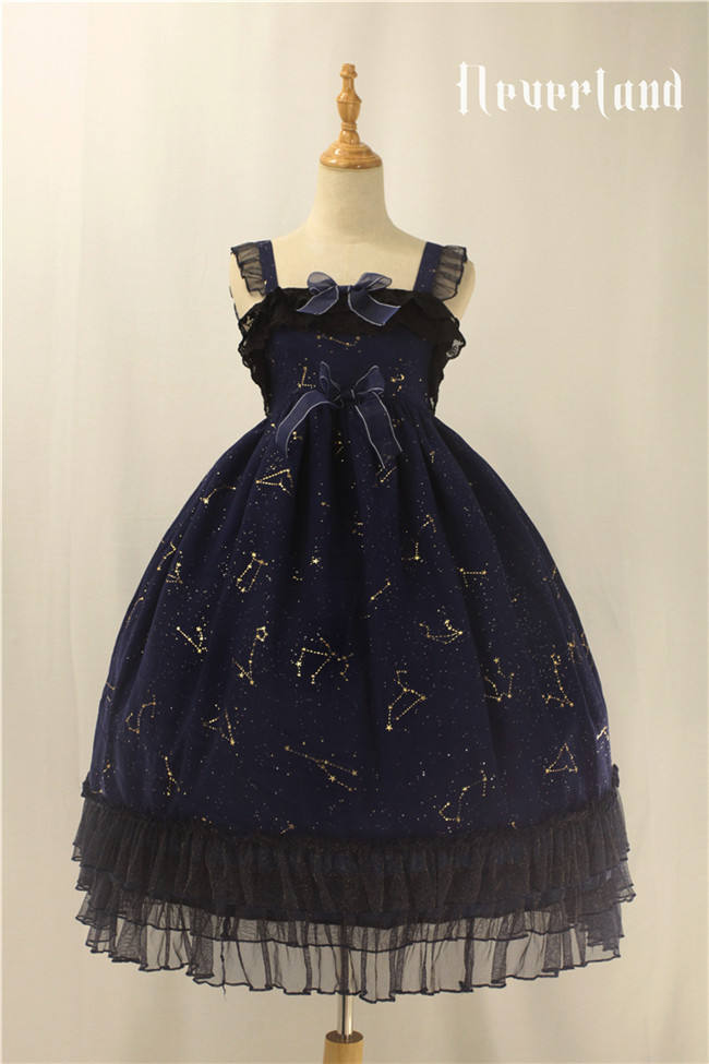 Fly Me to Polaris~Chiffon Constellation Gold-stamping Lolita JSK