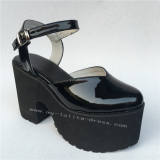 Elegant Glossy Black Lolita High Platform Shoes