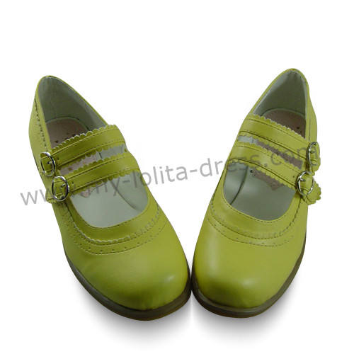 Cream Yellow 2 Straps Lolita Shoes