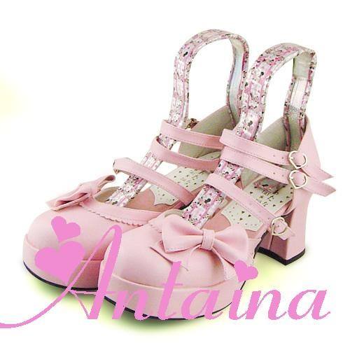 White Pink Bow Princess Lolita Shoes