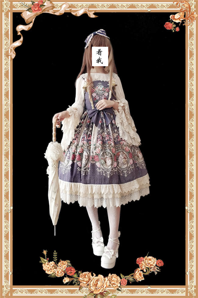 Royal Mural~ Sweet Lolita Printed JSK+Headbow-Ready Made