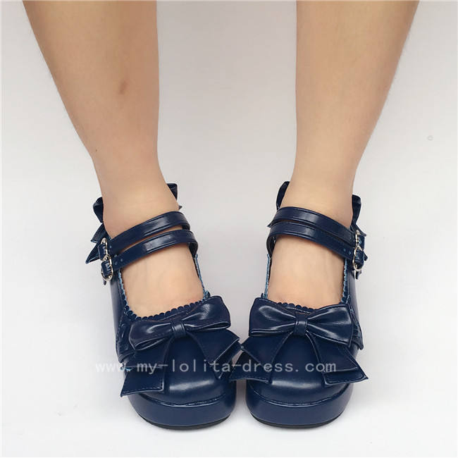 Sweet Double Straps Bows Lolita Shoes