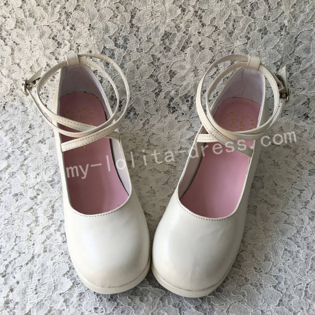 Black Crossed Straps Lolita Shoes