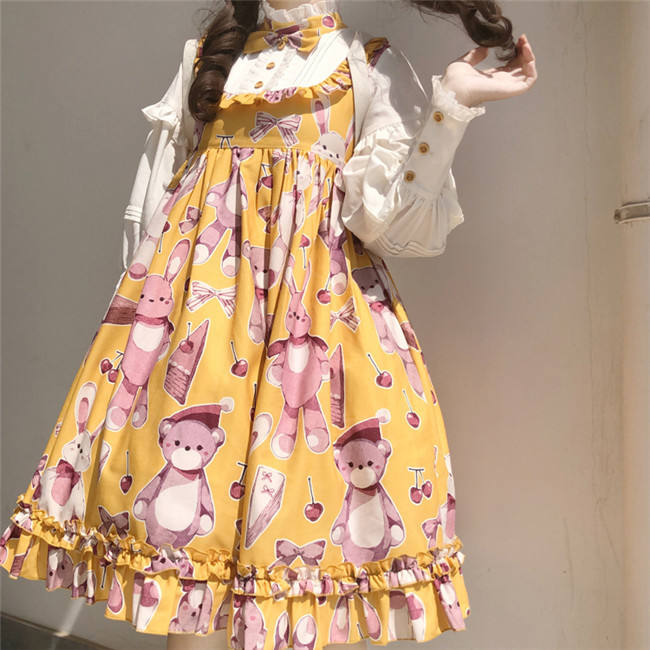 Doll Bear~ Sweet Fake Two Pieces Lolita OP -Ready Made