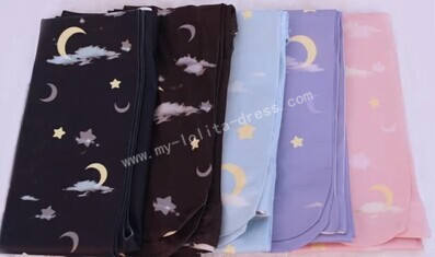 Sweet Moon Star White Cloud Prints Lolita Tights