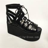 Gothic Velvet Coffee Lace Up Lolita Girls' Shoes