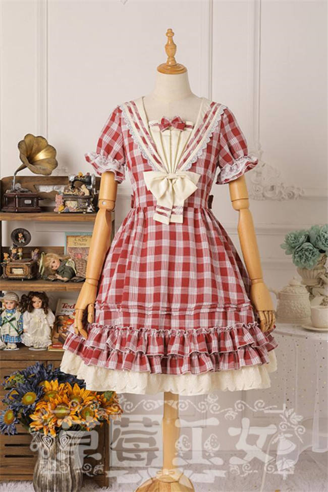 Strawbery Witch ~Sailor Style Gingham Lolita OP