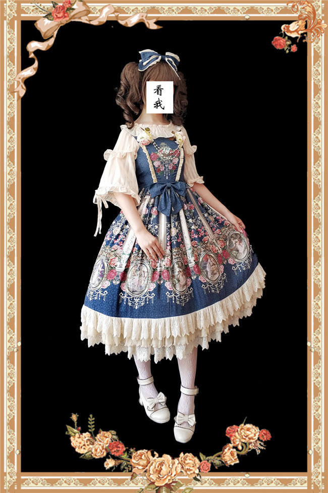 Royal Mural~ Sweet Lolita Printed JSK+Headbow-Ready Made