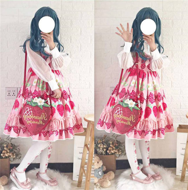 A Strawberry~Sweet Bows Lolita cross bag -Ready Made