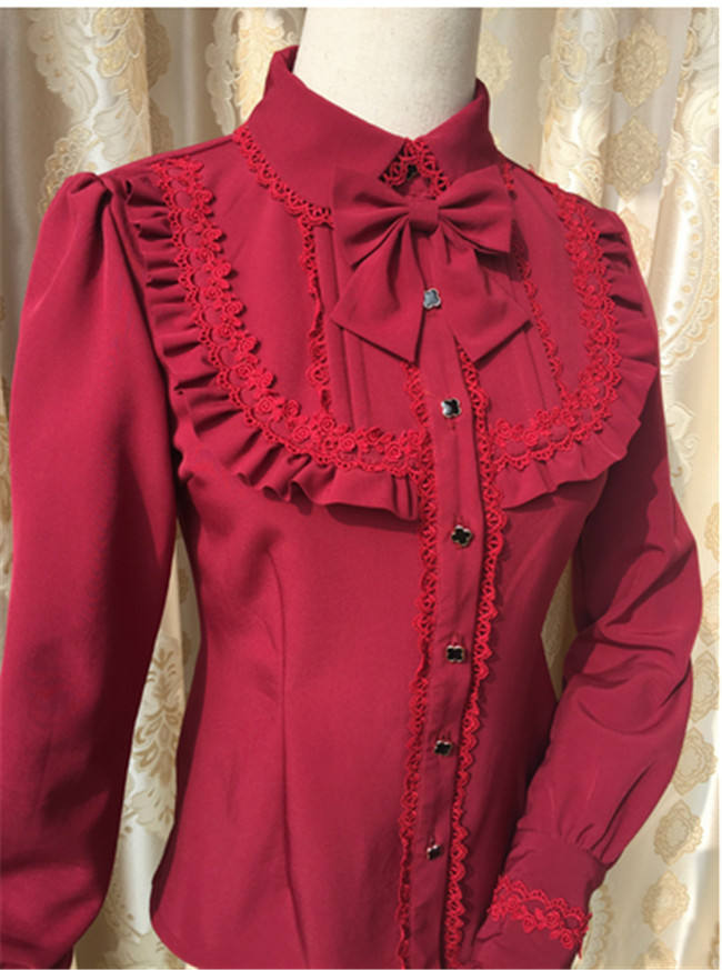 Elegant Thickening Thermal Lolita Lapel Blouse for Winter