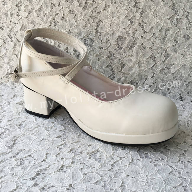 Black Crossed Straps Lolita Shoes