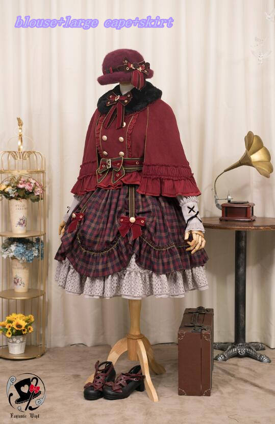 Little Red Riding Hood~ Classic Lolita Fish-bone Skirt + Blouse+Cape-Pre-order Closed