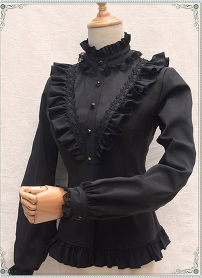 Vintage Thickening Thermal Stand Collar Lolita Blouse