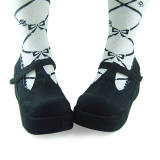 T-strap Black Velvet Lolita Shoes O