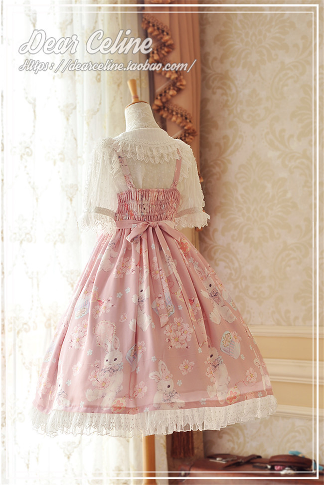 Dear Celine ~Sakura Rabbit~ Slight High Waist Lolita JSK Dailywear 