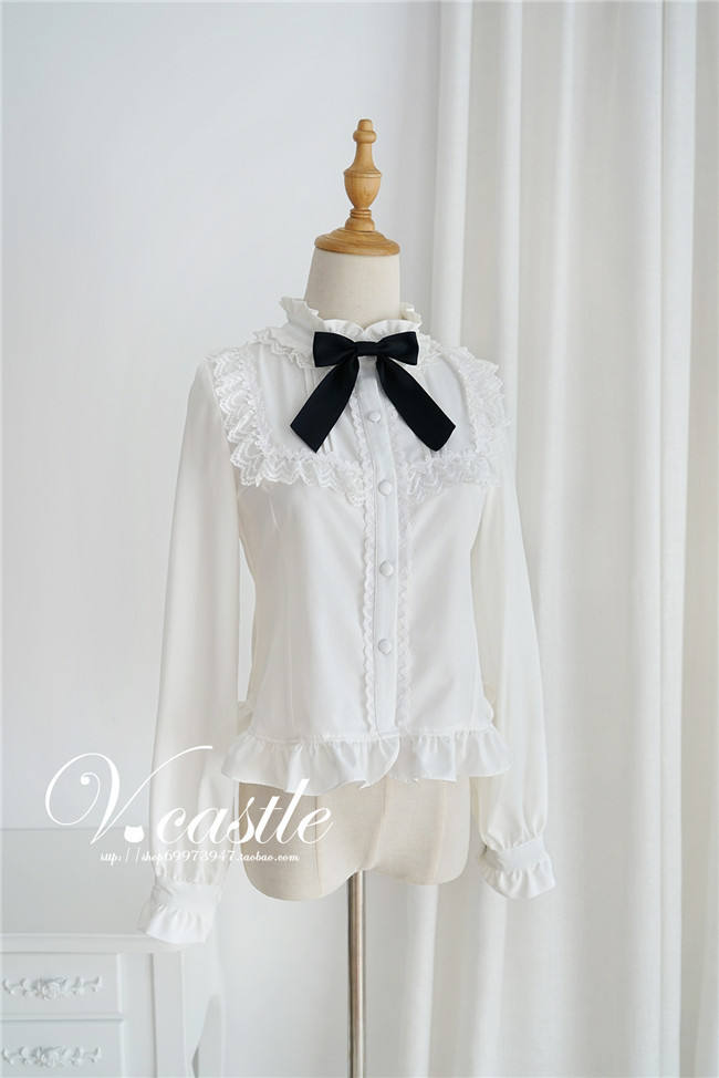 Sweet Roll Collar Lolita Blouse -Ready Made Black Size S - In Stock