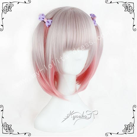 Cute Light Orange Grey Bobo Lolita Wig