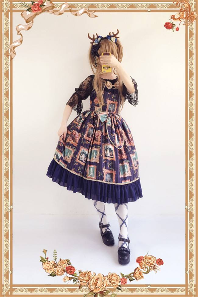 Still Life Picture Frame~ Lolita Printed JSK Dress -out