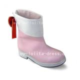Sweet Pink and White Short Boots with Bows
