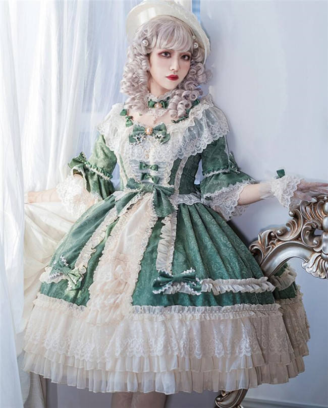 Moira~ Lolita Short Sleeves OP Dress -Sax Size XL In Stock