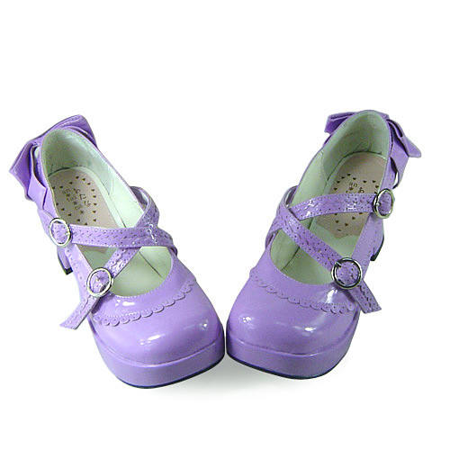 Purple Floral Trim Unicolor Lolita Shoes