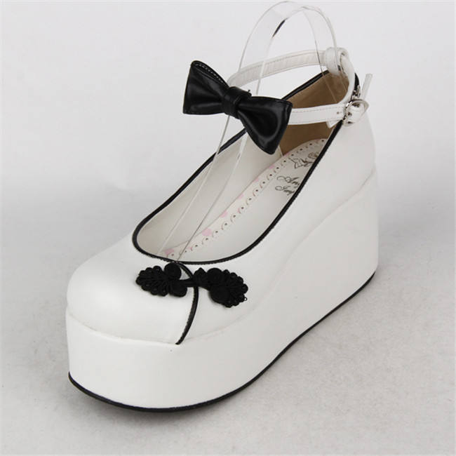 Angelic Imprint- Elegant Bow Embroidery Qi Lolita High Platform Shoes