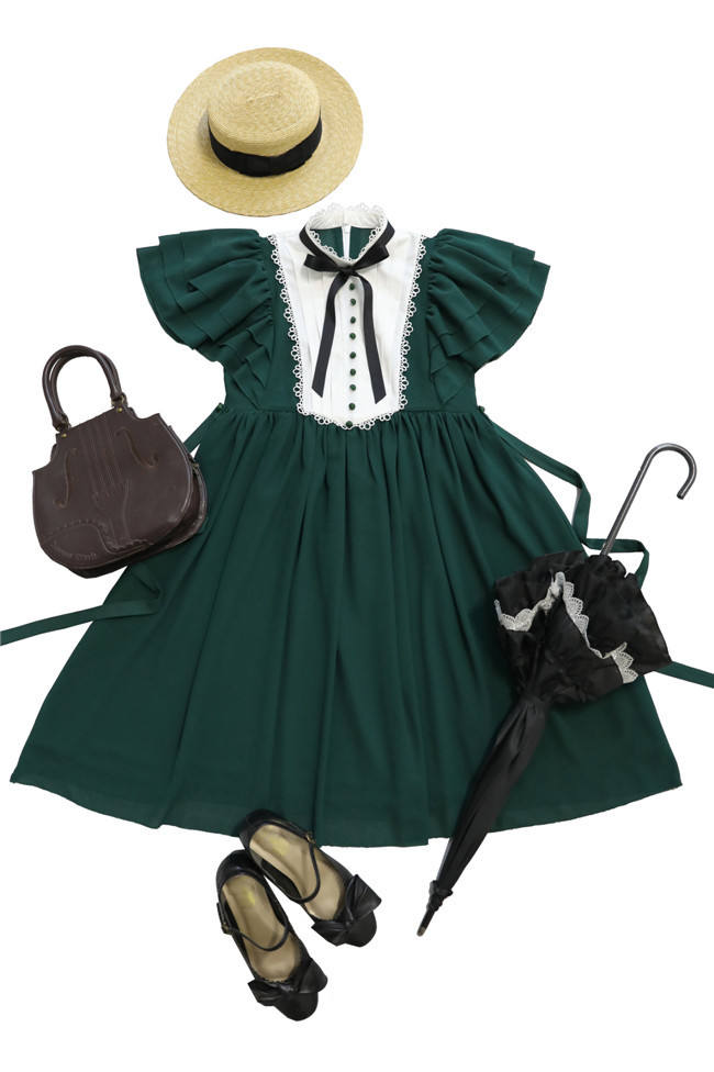Memory of Floria~ Vintage Lolita OP Short/Long Version-Ready Made