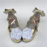 Sweet Girls' Champagne Lolita Shoes with White Lace