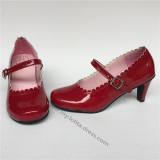 Wine Glossy Lolita Heels Shoes