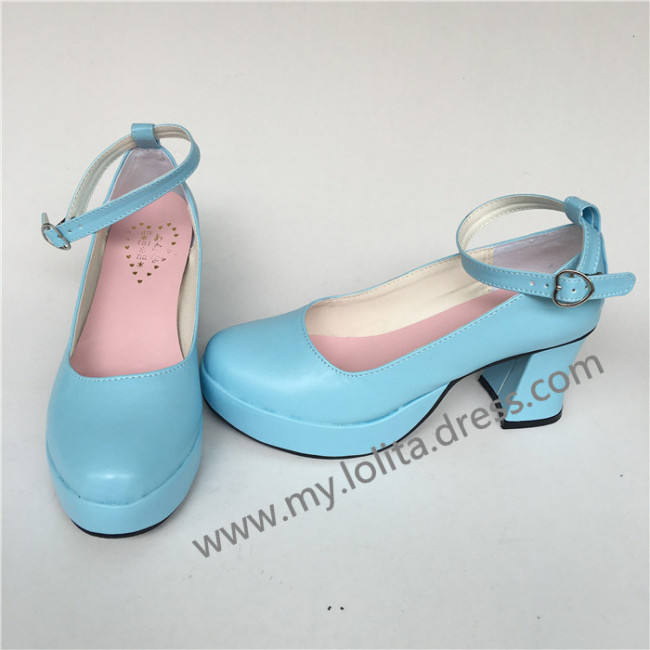 Matte Blue High Platform Lolita Heels Shoes