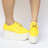 Cream Yellow Glossy Lolita High Platform Shoes