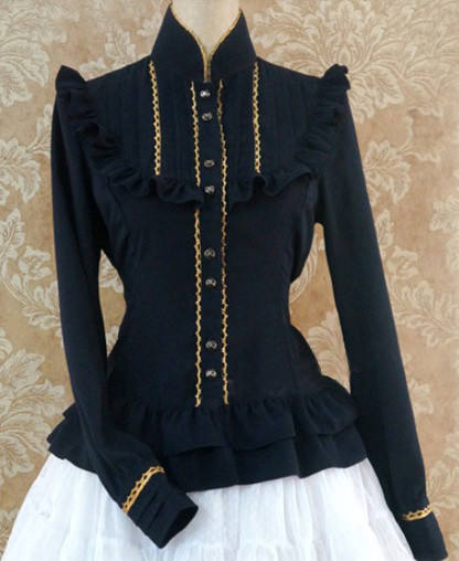 Silk Linen Golden Lace Lolita Shirt 11 Colors