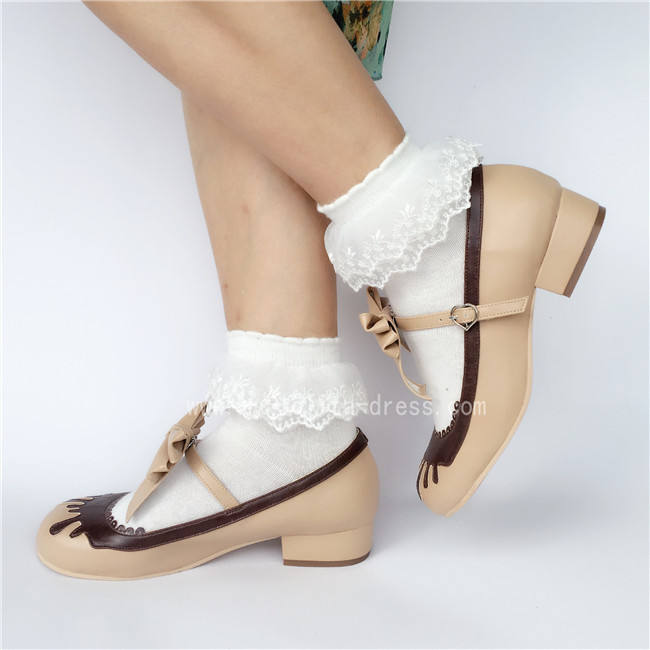Sweet Black With Coffee Lolita Heels Shoes