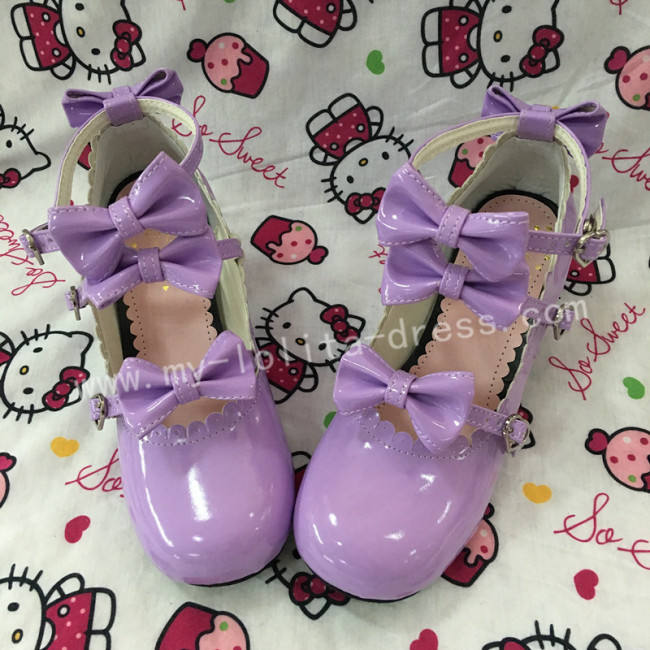 Sweet Pink Lolita Heels Shoes with Bows