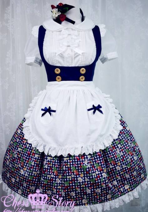 Summer Cherries Strawberry Lolita JSK 3 Colors + Apron