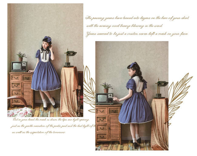 Memory of Floria~ Vintage Lolita OP Short/Long Version-Ready Made