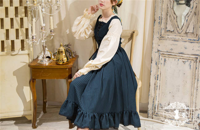 Alpine Maiden~ Vintage Stripe OP Dress -Pre-order